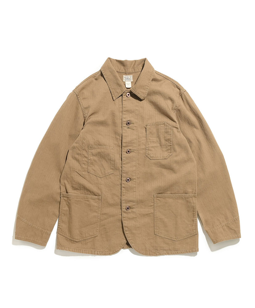 Linen Cotton Herringbone Chore Jacket(L(MEN) Khaki/カーキ): RRL