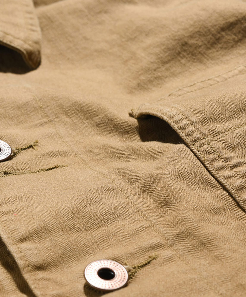 Linen Cotton Herringbone Chore Jacket(L(MEN) Khaki/カーキ): RRL