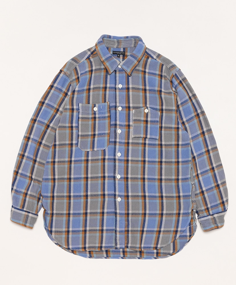 Work Shirt-Cotton Heavy Twill Plaid(L(MEN) Blue/ブルー