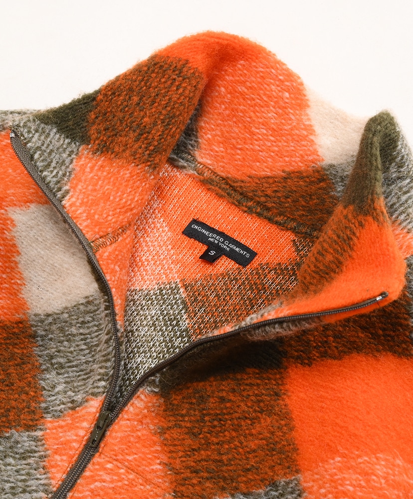 Zip Mock Neck-Diamond Knit(M(MEN) Orange×Olive/オレンジ×オリーブ