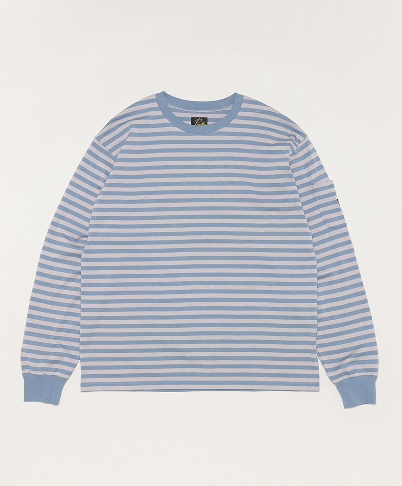 L/S Crew Neck Tee-Cotton Stripe Jersey(XS(MEN) Blue Grey/ブルー