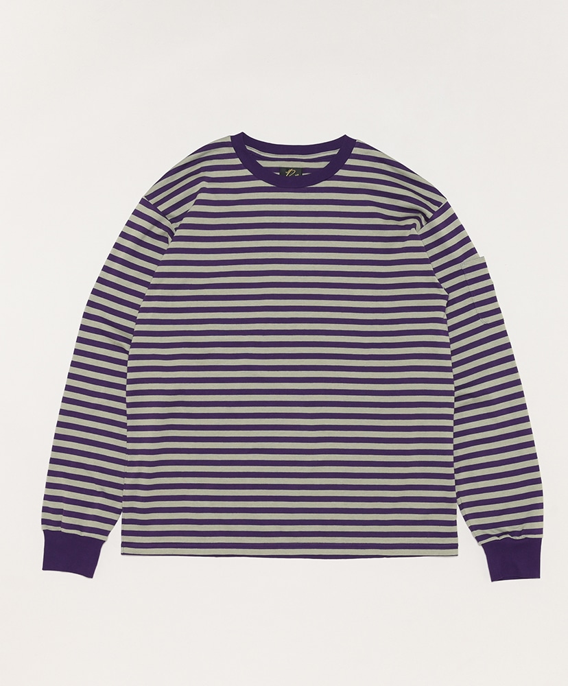 L/S Crew Neck Tee-Cotton Stripe Jersey(XS(MEN) Blue Grey/ブルー