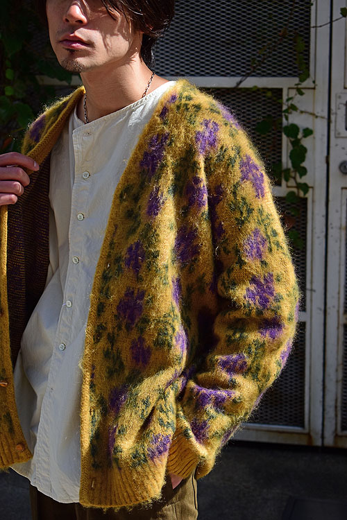 Mohair Cardigan FlowerLMEN Yellow/イエロー: NEEDLES