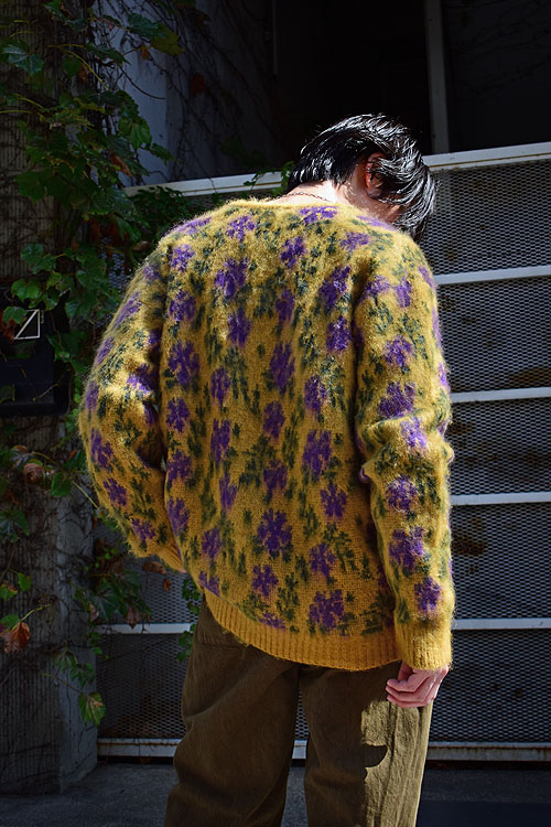 気質アップ】 60s mohair cardigan yellow 格子柄 モヘアカーディガン