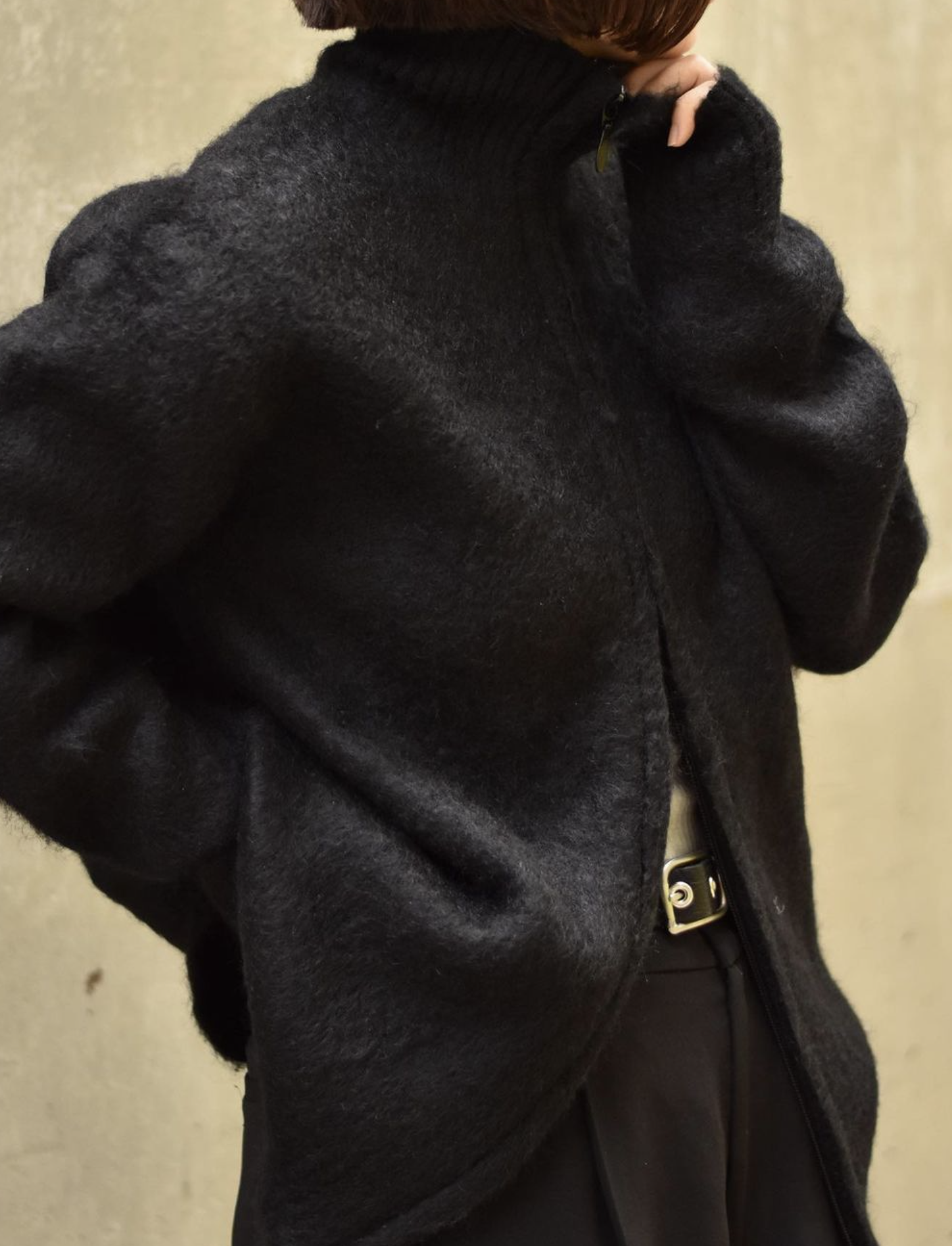 Zipped Mohair Cardigan-Solid Black/ブラック XS(MEN)