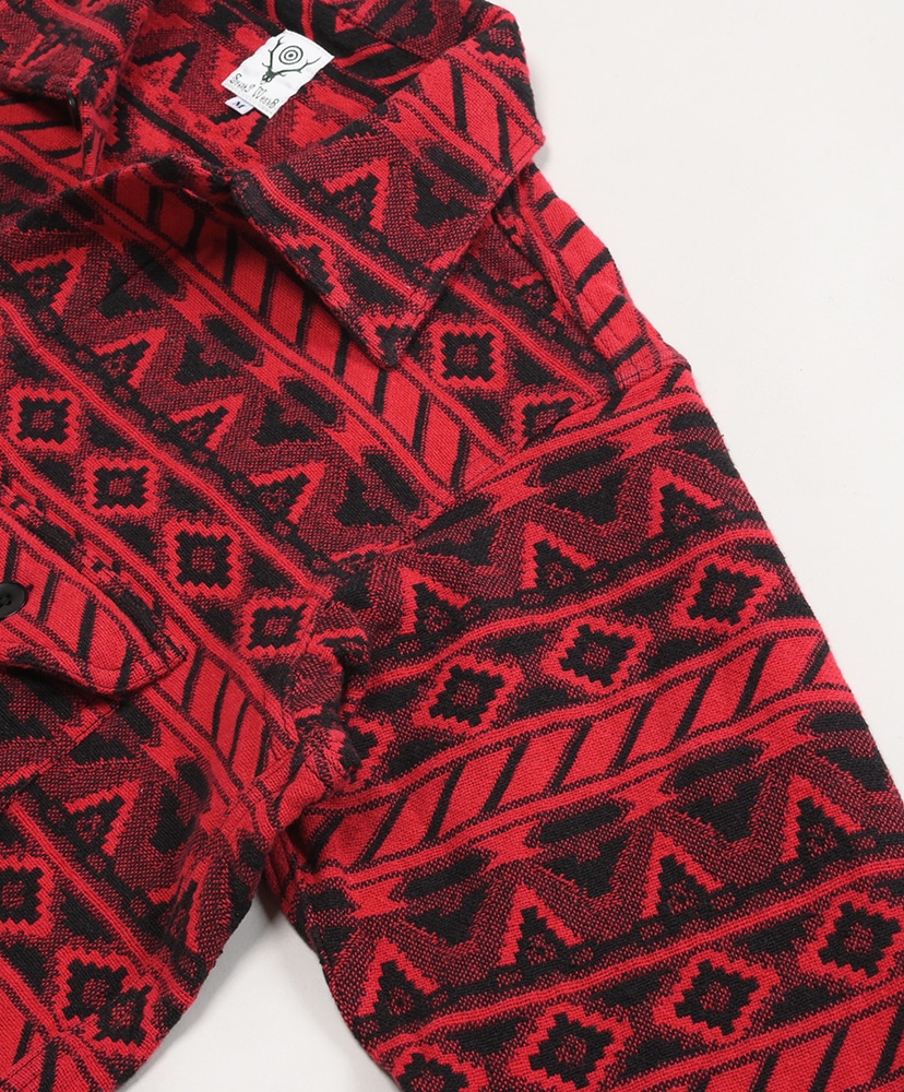 Smokey Shirt-Cotton Dobby / Native Pattern Red×Black/レッド×ブラック L(MEN)