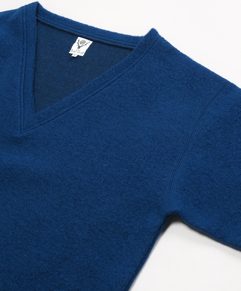 S.S. V Neck Shirt-Boiled Jersey Blue/ブルー M(MEN)