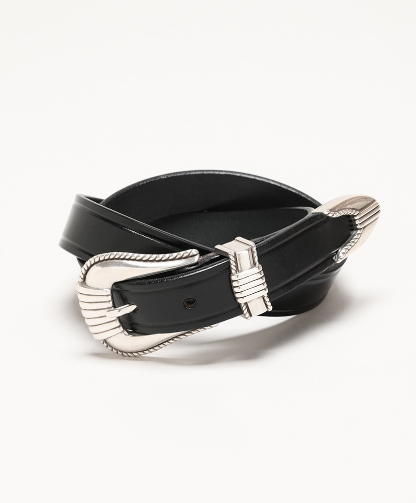 3091 3-Piece Silver Buckle Belt(28 Black×Nickel/ブラックニッケル 