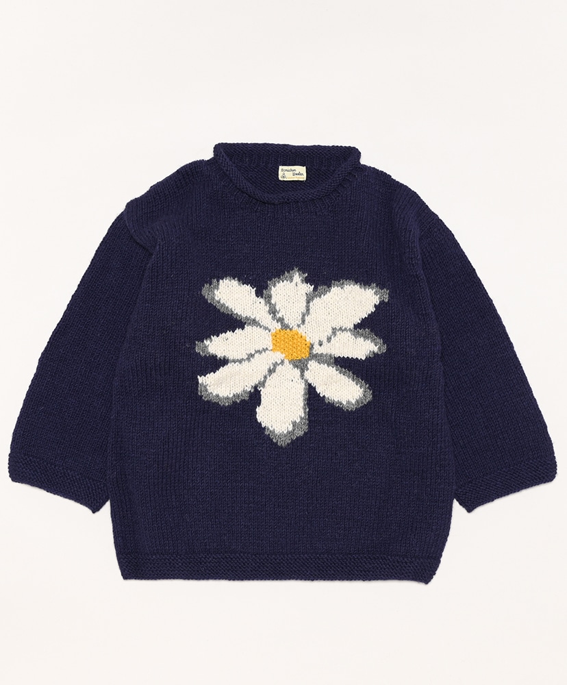 Roll Neck Knit-Flower(FREE Black/ブラック): MacMahon Knitting Mills