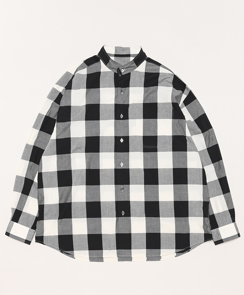 Block Check Stand Collar Shirt(2(MEN) Black/ブラック): Porter Classic