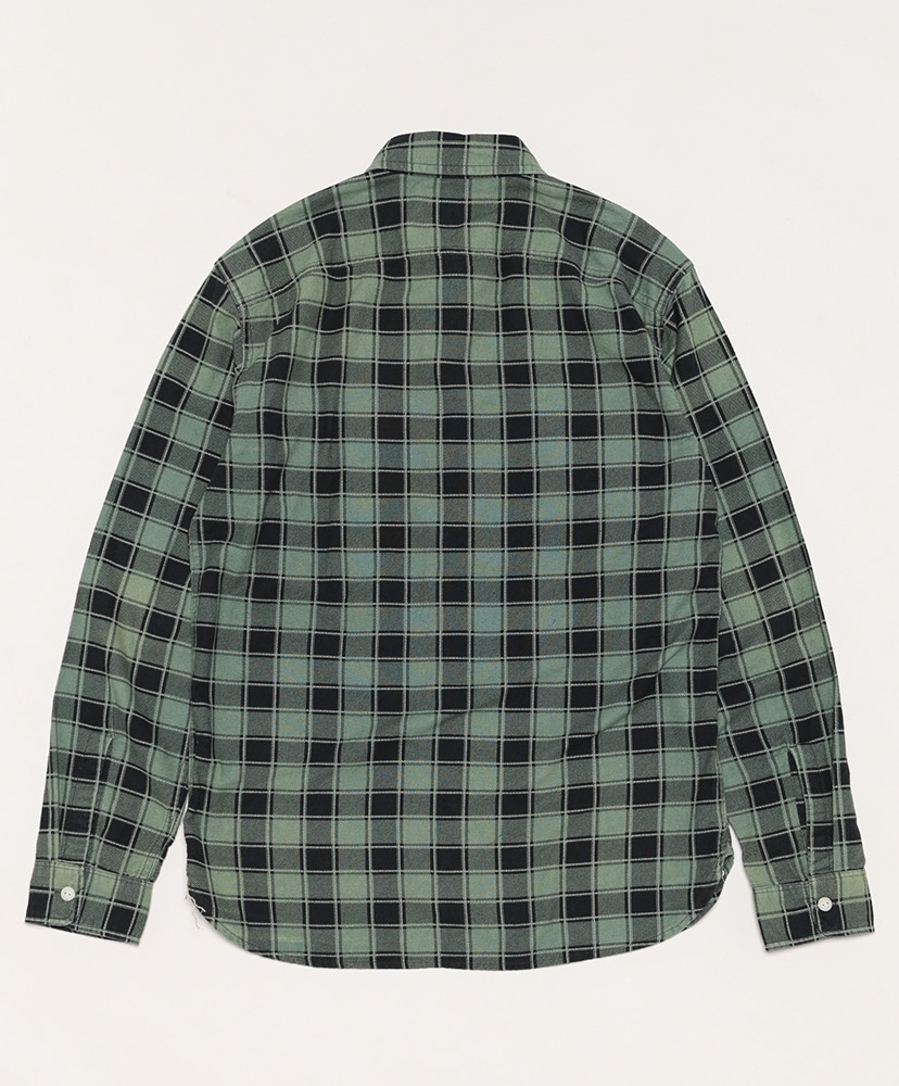 Plaid-Print Chamois Workshirt(L(MEN) Green×Black/グリーン×ブラック