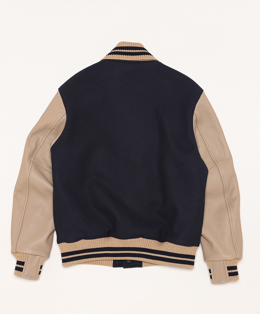 Super140 Wool Melton Varsity Jacket(34(WOMEN) Navy Blue/ネイビー