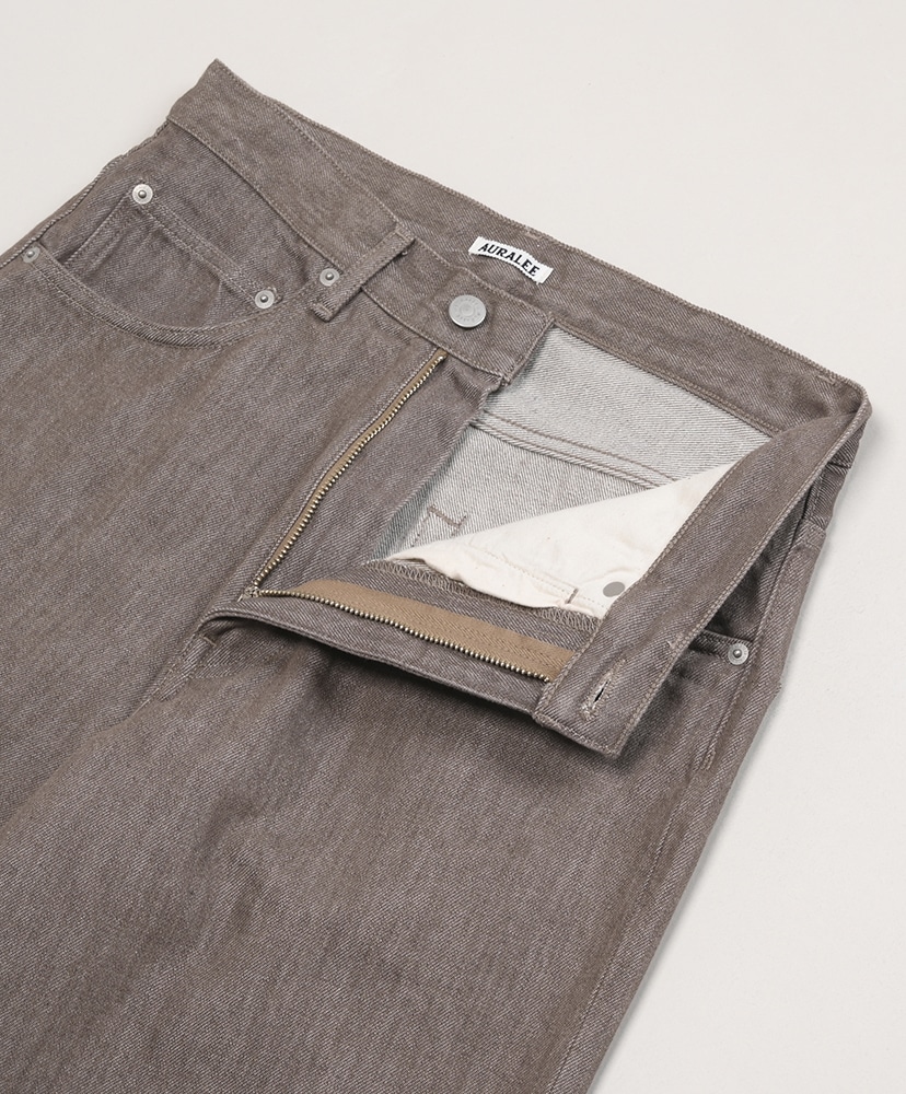 AURALEE23AW HARD TWIST BROWN DENIM WIDE | nate-hospital.com