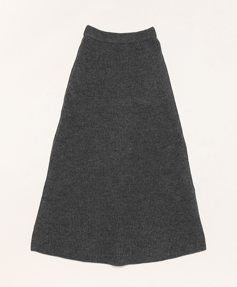 Milled French Merino Rib Knit Flare Skirt(0(WOMEN) Charcoal Gray