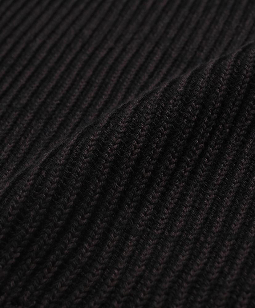 Men Solid Wool Rib Crew Neck(2(MEN) Black/ブラック): BATONER