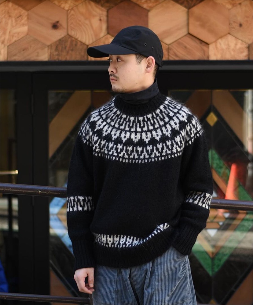 Men Mohair Nordic Crew Neck(1(MEN) Black/ブラック): BATONER