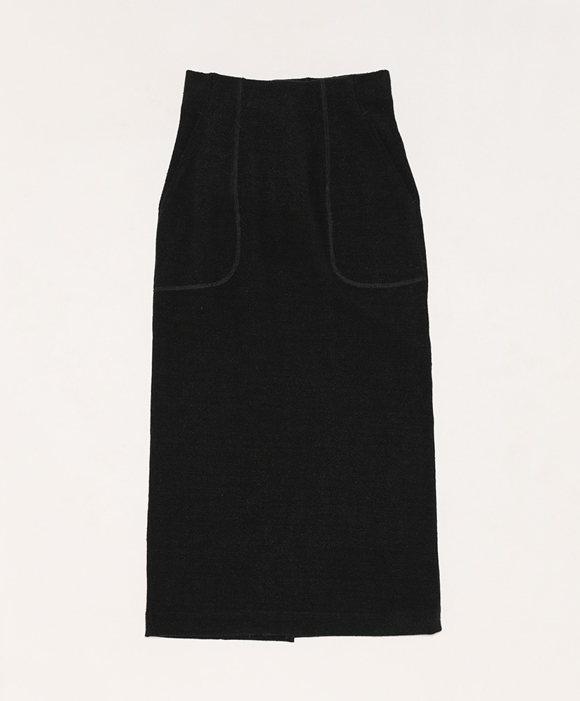 Stretch Raw Silk Ribbed-Jersey Pencil Skirt(0(WOMEN) Black