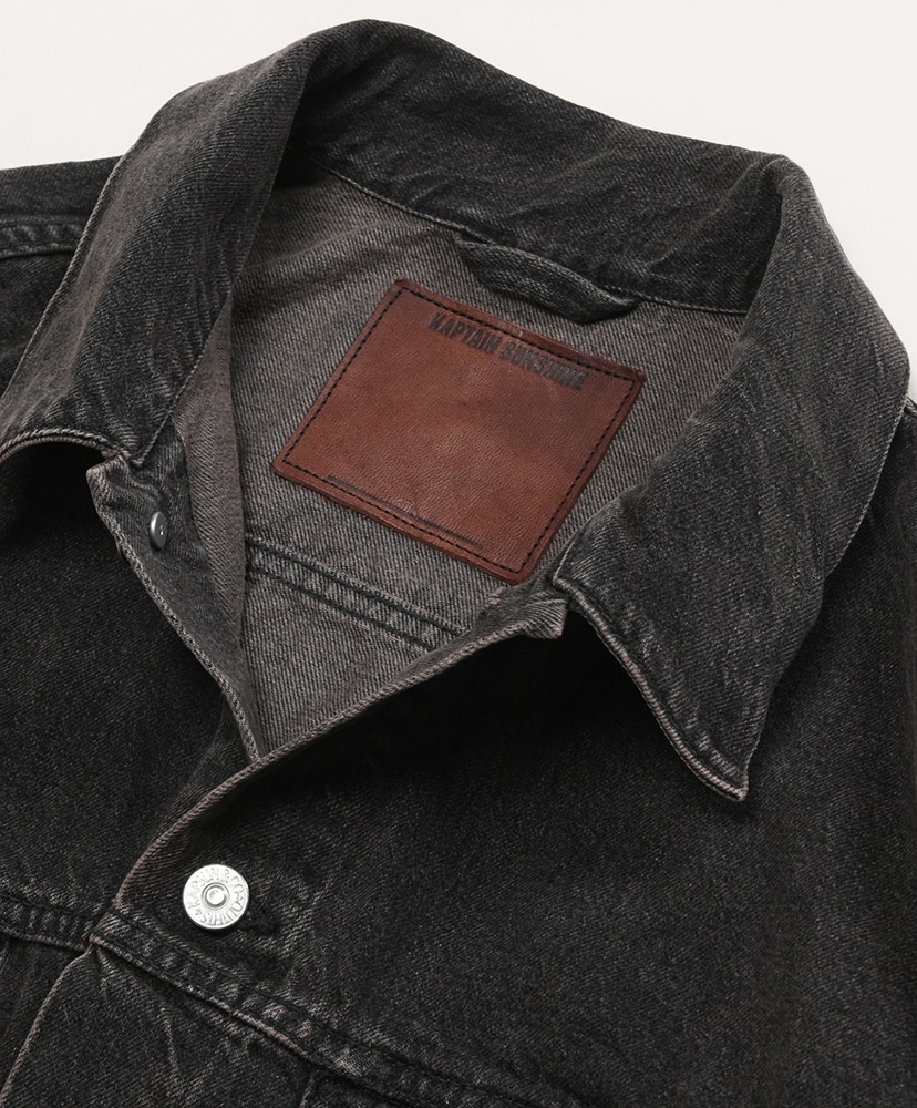 Washed Denim Tracker Jacket No.3(38(MEN) Black Vintage Wash