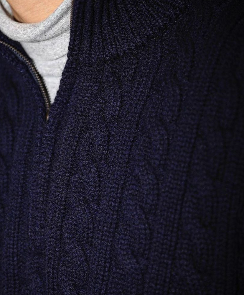 Cashmere Aran Half Zip Sweater Navy/ネイビー 2(MEN)