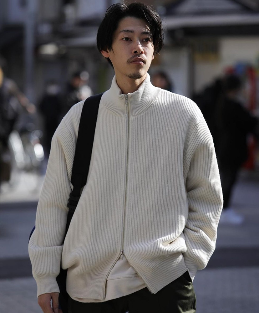 EX Fine Wool Rib Knit Blouson(2(MEN) Black/ブラック): Yonetomi