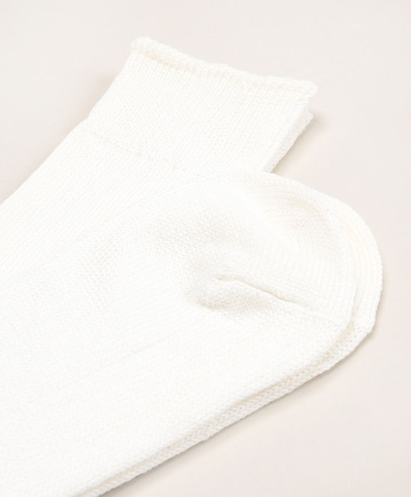 Linen Cotton Ribbed Crew Socks Off White/オフホワイト S(WOMEN)