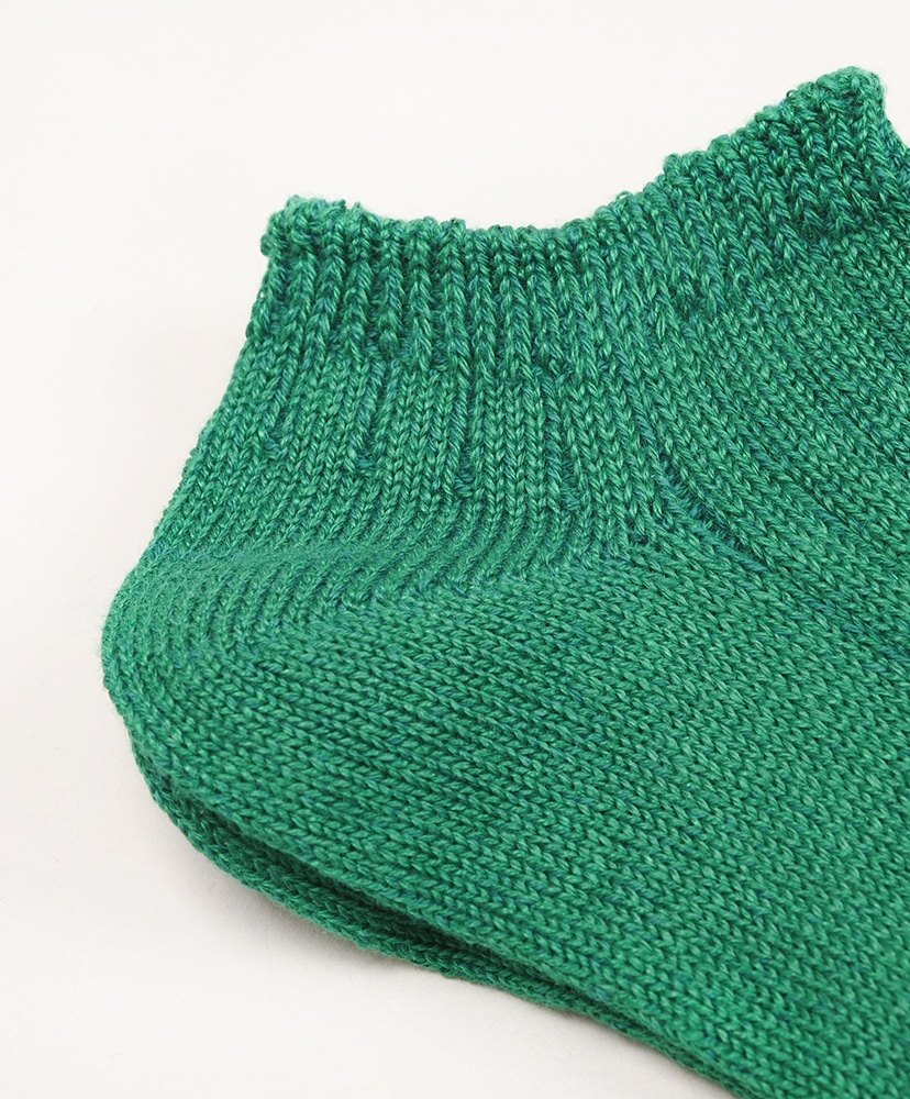 Linen Cotton Ribbed Short Socks Green/グリーン M(MEN)