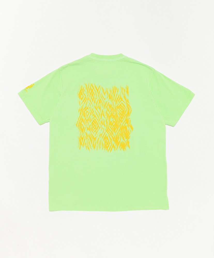 Printed Cross Crew Neck T Shirt-Where Lime/ライム L(MEN)