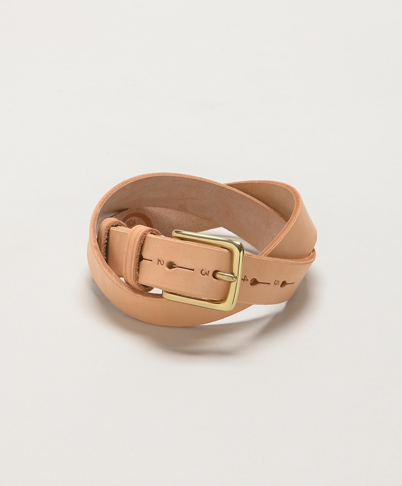 Stirrup buckle belt 30mm in kaki taurillon leather - Guibert Paris