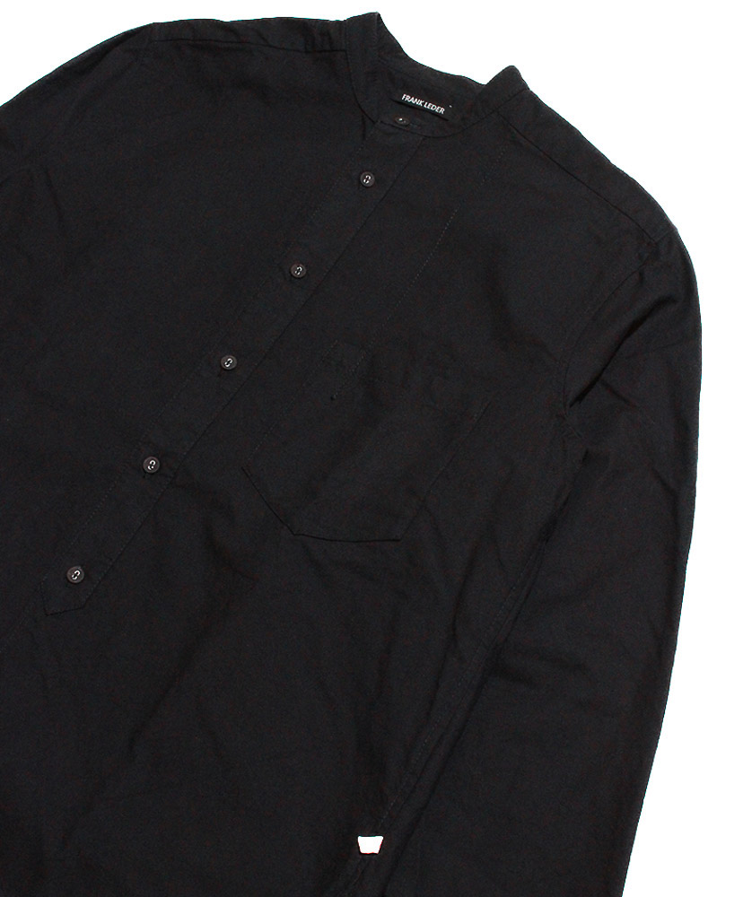 60's Vintage Bedsheet Oldstyle Stand Collar Shirt(L(MEN) Navy