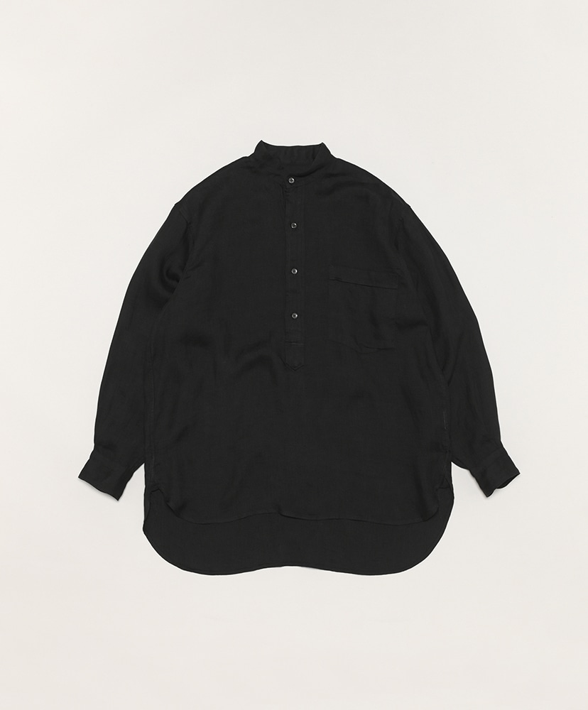 新品■22SS COMOLI リネンWクロス プルオーバーシャツ 黒 ブラック