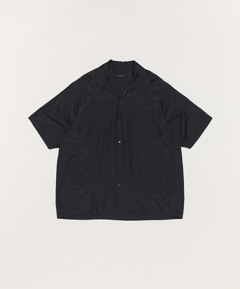 ウールシルク半袖オープンカラーシャツ(2(MEN) Navy/ネイビー): COMOLI