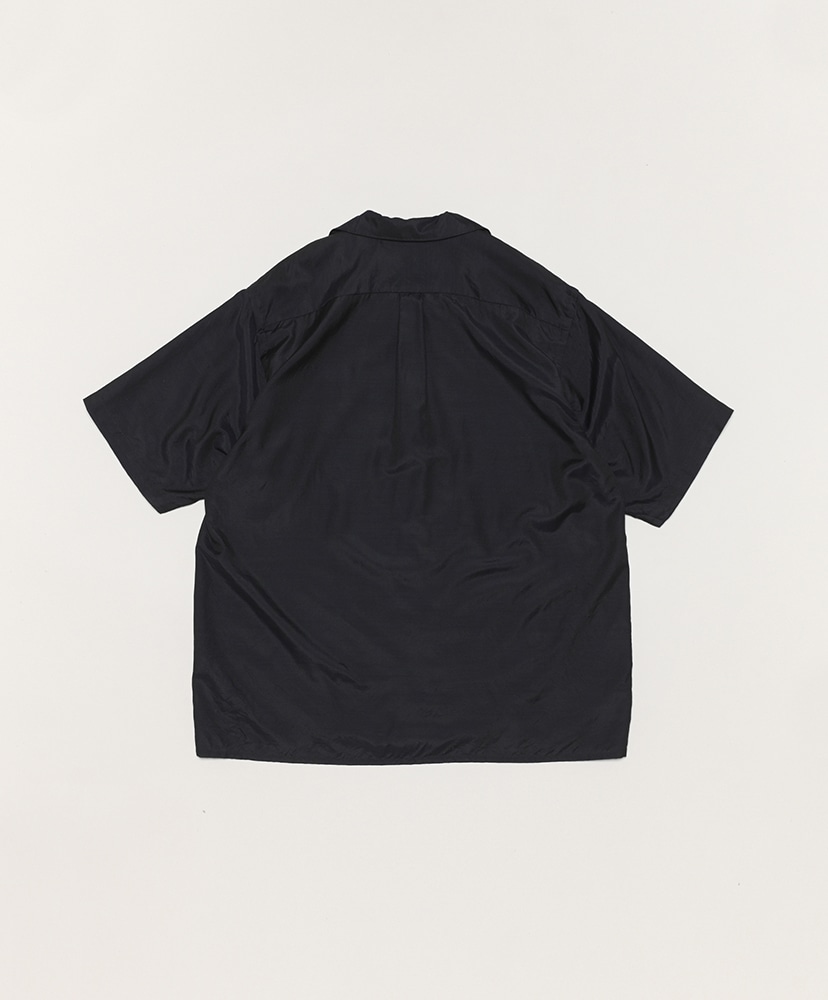 ウールシルク半袖オープンカラーシャツ(2(MEN) Navy/ネイビー): COMOLI