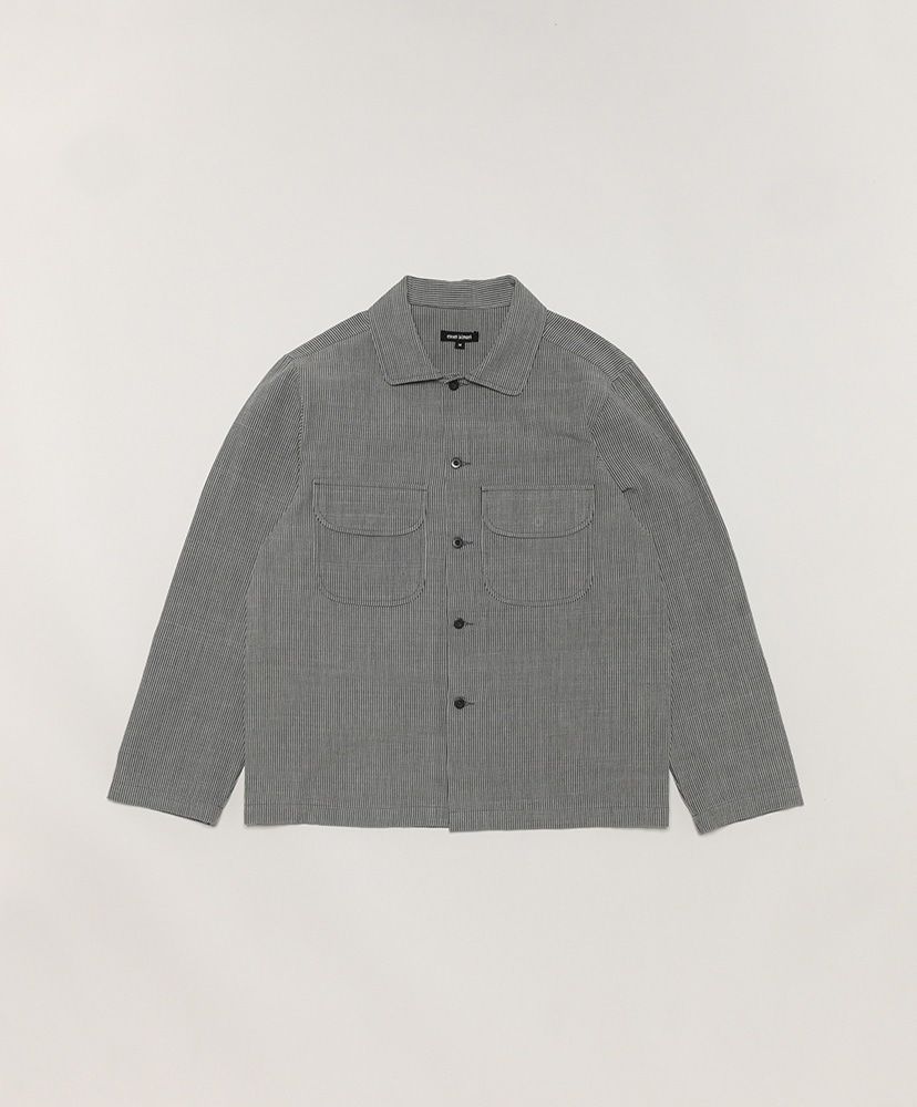 Field Shirt-Sumi Ink Striped Cotton(L(MEN) Charcoal/チャコール