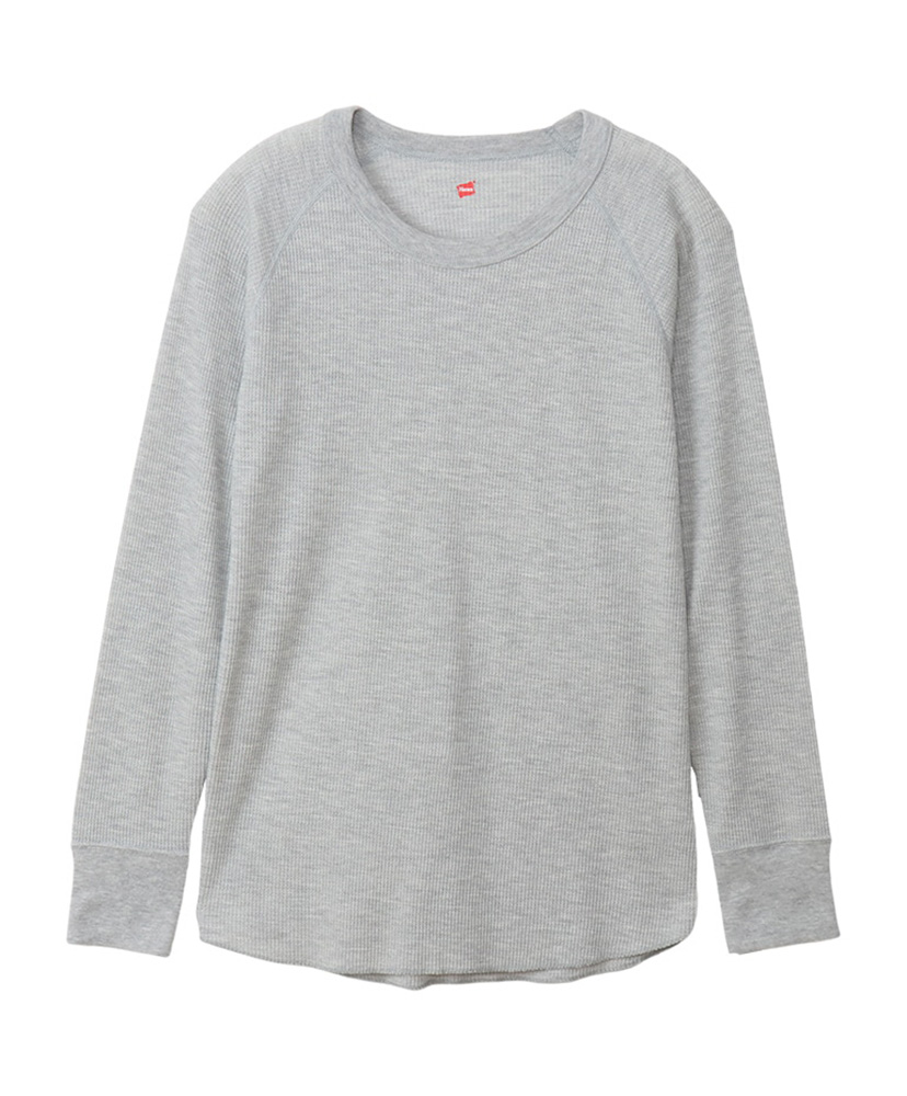 Waffle Crew Neck Long Sleeve T-Shirt (HW4-A501)(F(WOMEN Waffle Crew Neck Long Sleeve T-Shirt (HW4-A501)(F(WOMEN
