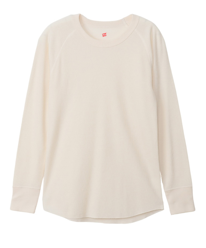 Waffle Crew Neck Long Sleeve T-Shirt (HW4-A501)(F(WOMEN Waffle Crew Neck Long Sleeve T-Shirt (HW4-A501)(F(WOMEN