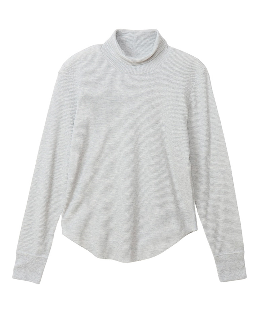 Waffle Turtle Neck Long Sleeve T-Shirt (HW4-A504)(F(WOMEN