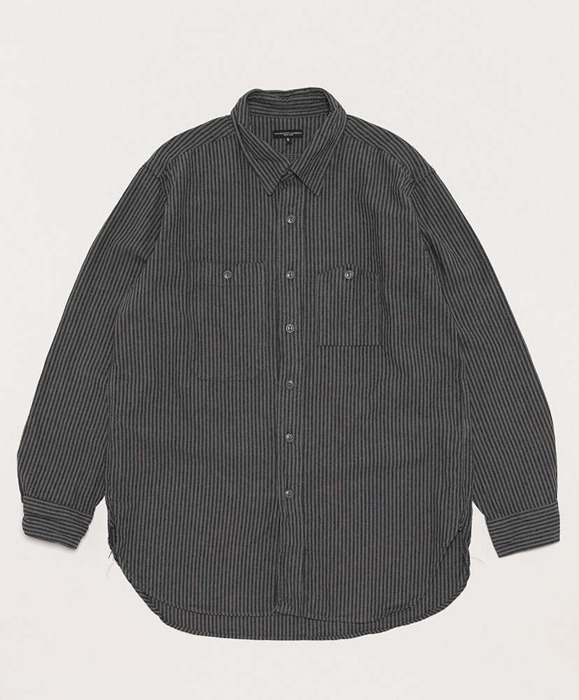 Work Shirt - LC Stripe(L(MEN) Charcoal×Grey/チャコール×グレー): ENGINEERED GARMENTS