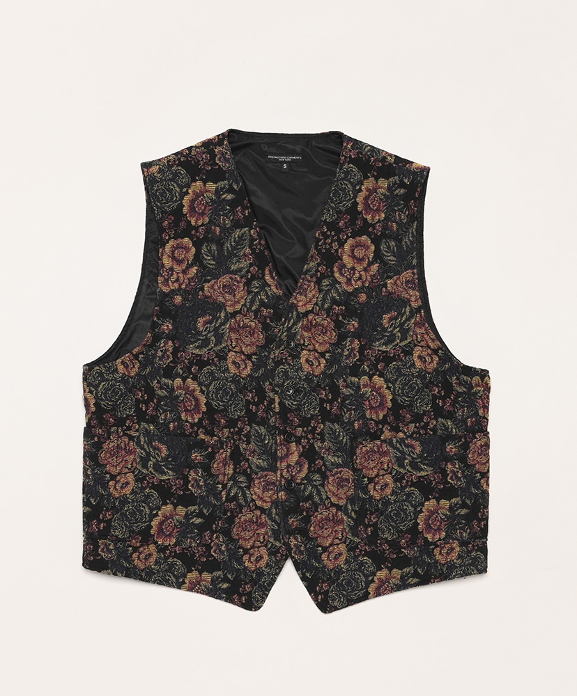 ODD Vest - CP Floral Jacquard(S(MEN) Black×Gold/ブラック×ゴールド): ENGINEERED  GARMENTS