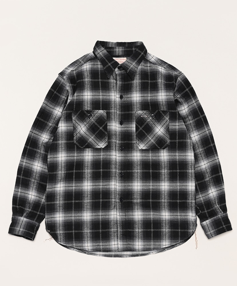 Work Shirt Flannel Ombre Plaid(36(MEN) Gray/グレー): BONCOURA