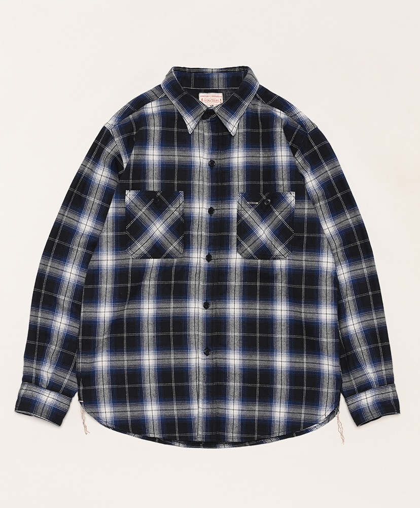 Work Shirt Flannel Ombre Plaid(36(MEN) Gray/グレー): BONCOURA