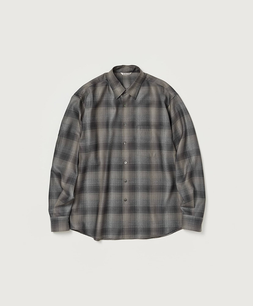 Super Light Wool Check Shirt(3(MEN) Beige Blue Check/ベージュブルーチェック): AURALEE