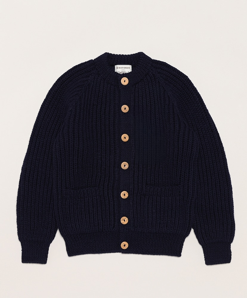 INVERALLAN Crew Neck Aze Cardigan(40(MEN) Natural/ナチュラル): BATONER