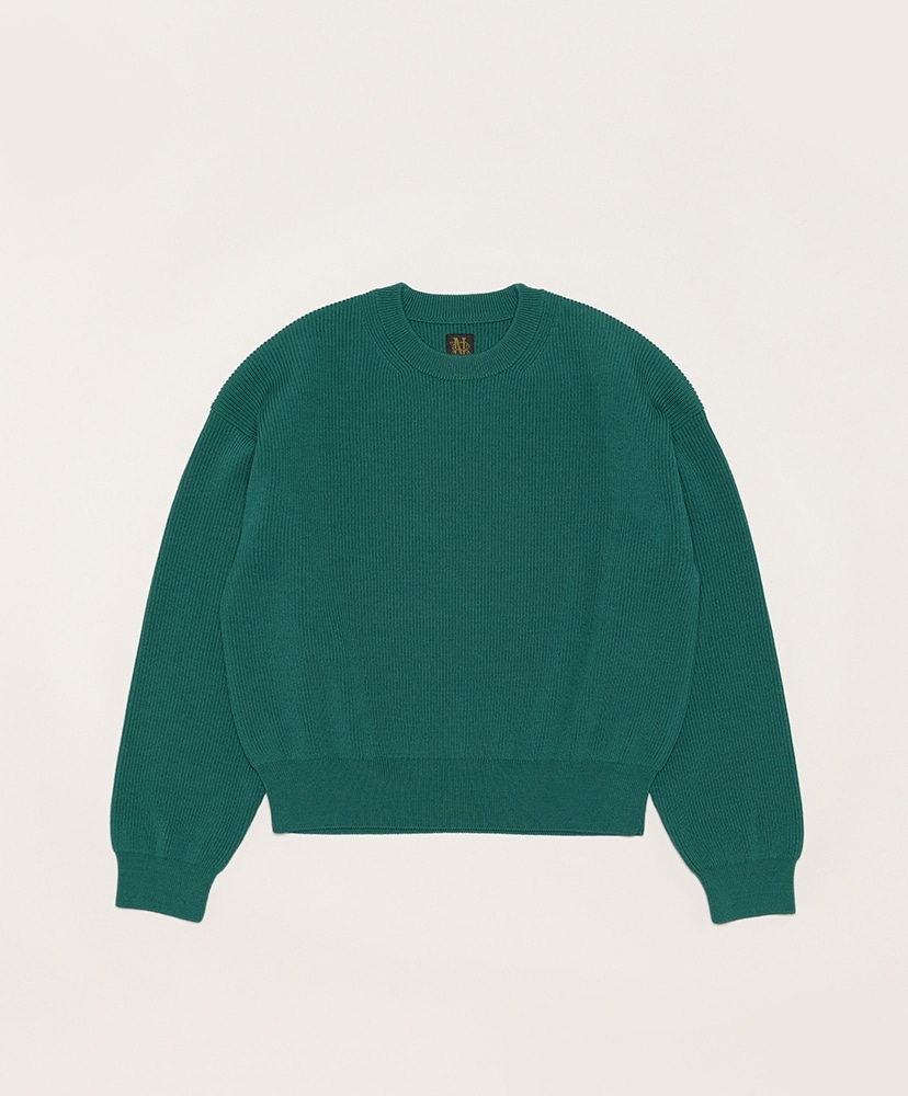 Women Super High Twist Wool Short Crew Neck(1(WOMEN) Green/グリーン): BATONER