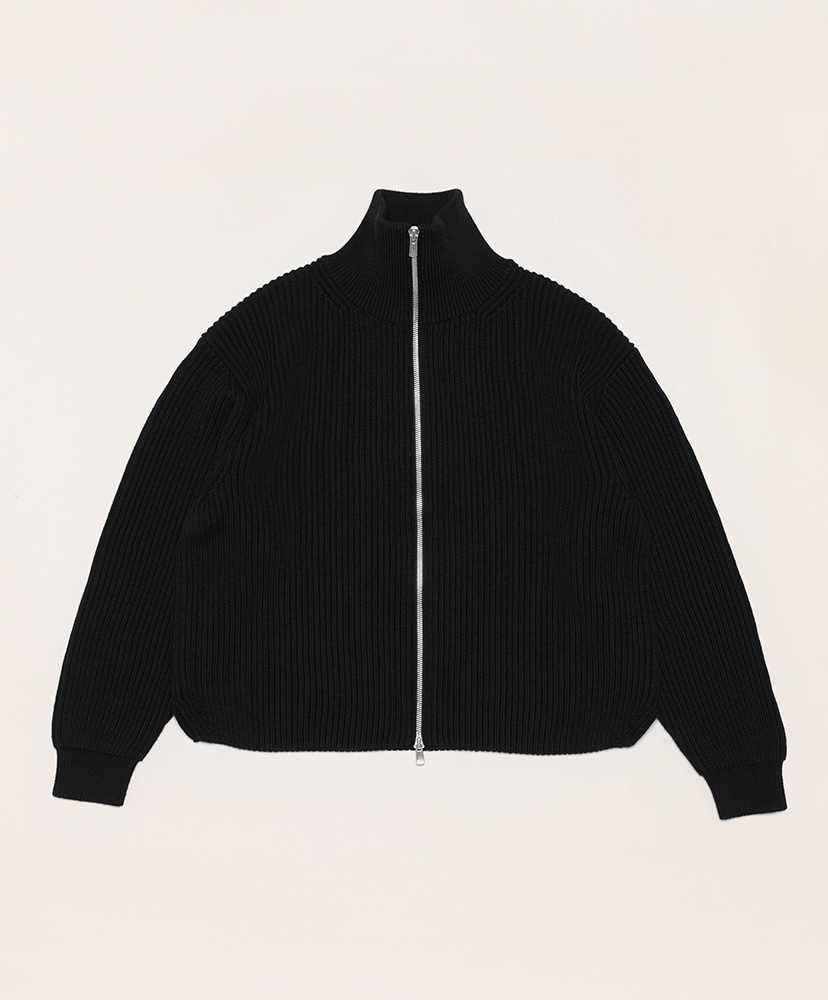 SOLID WOOL RIB DRIVERS KNIT / BLACK