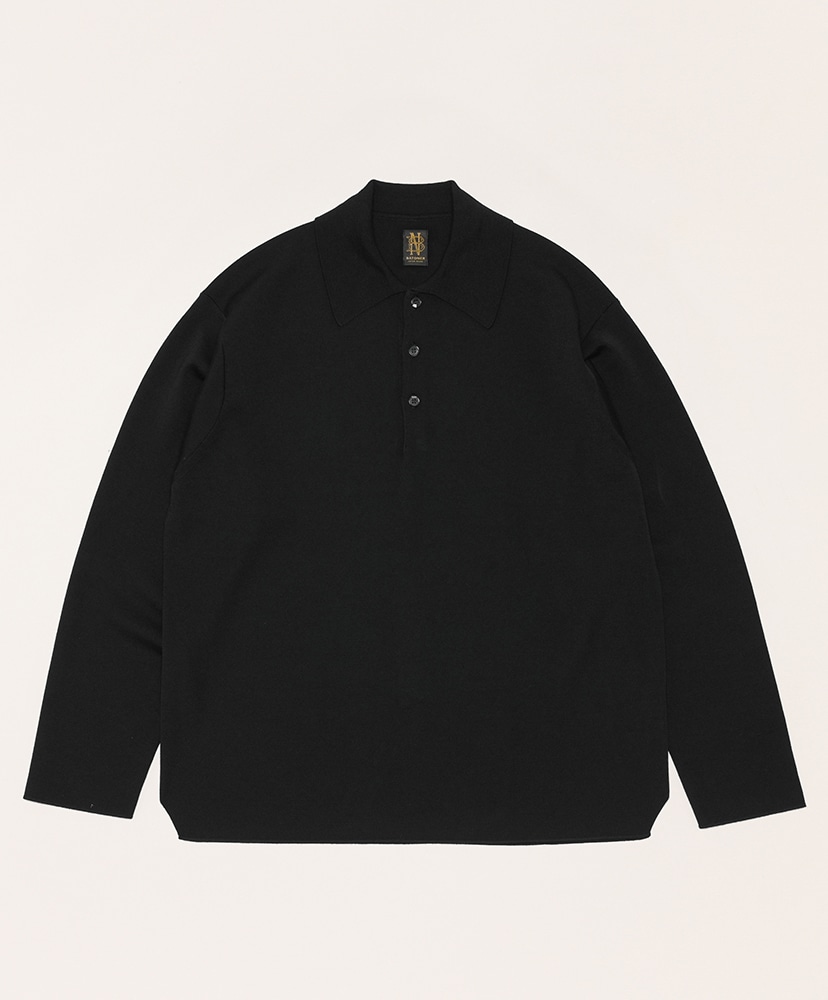 Men 32G Smooth Wool Polo(1(MEN) Black/ブラック): BATONER