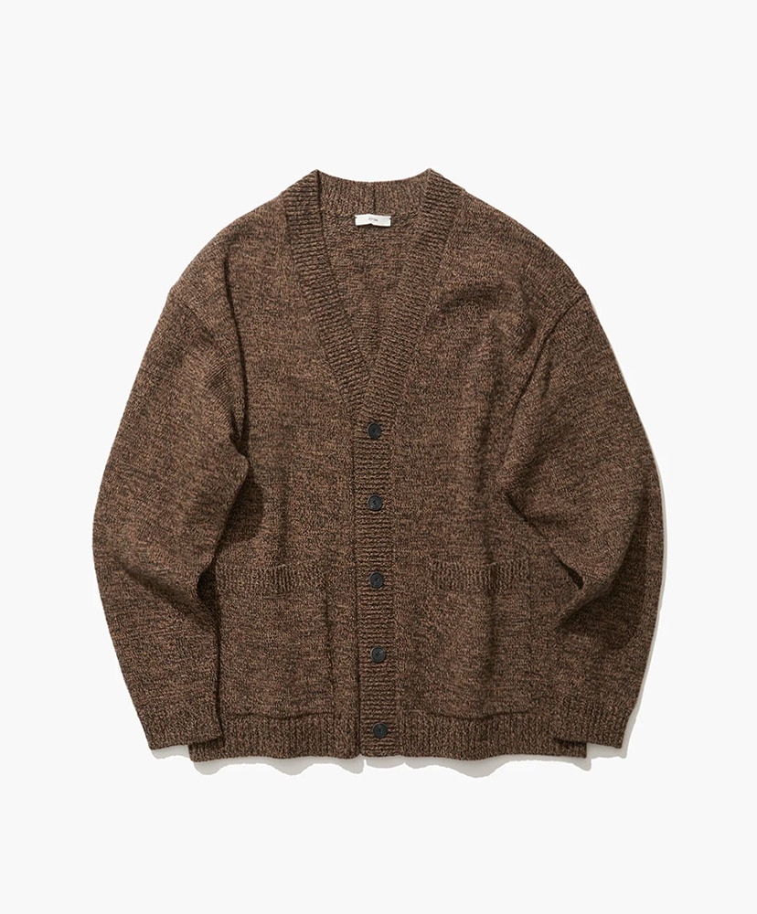 Baby Wool Mouline | Oversized Cardigan(02(MEN) Brown/ブラウン): ATON 