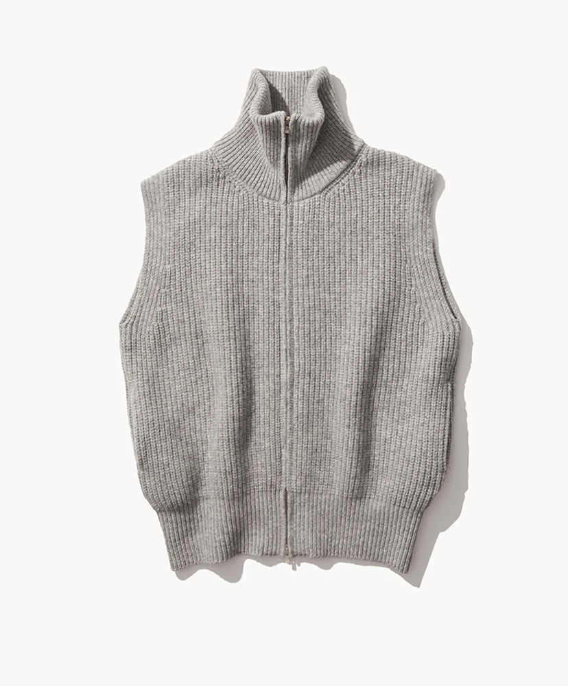 Wool Cashmere Silk | Zipped Up Vest(02(WOMEN) Light Gray/ライトグレー): ATON