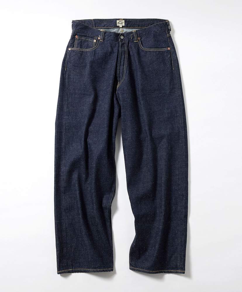 Recycled Waste Suvin Cotton Yarn 11.5oz. Denim 5Pocket Wide Pant(L(MEN)  Black/ブラック): gold