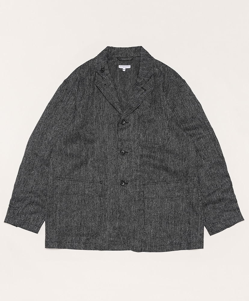 Loiter Jacket - Linen Stripe(L(MEN) Black×Grey/ブラック×グレー