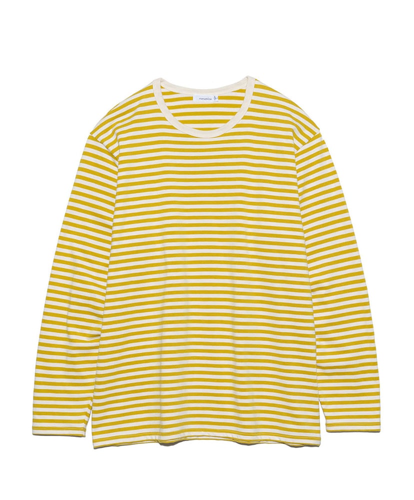 新着商品は 超美品！ナナミカ Crew Neck L/S Stripe Tee ネイビーS